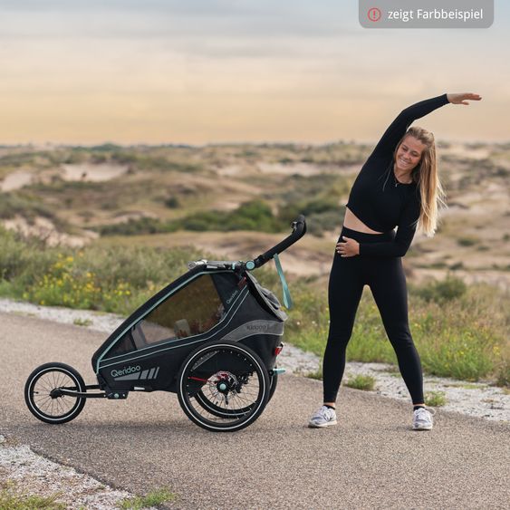 Qeridoo Kinderfahrradanhänger & Buggy Kidgoo 1 Sport für 1 Kind mit Kupplung, Blattfeder-Dämpfsystem (bis 50 kg) - Limited Edition - Grey