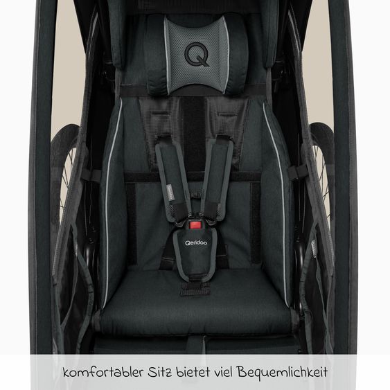 Qeridoo Kinderfahrradanhänger & Buggy Kidgoo 1 Sport für 1 Kind mit Kupplung, Blattfeder-Dämpfsystem (bis 50 kg) - Limited Edition - Grey