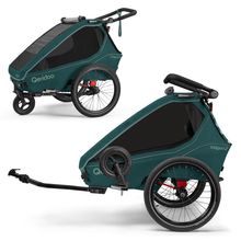 Kinderfahrradanhänger & Buggy Kidgoo 2 für 2 Kinder (bis 60 kg) mit Kupplung, Dämpfsystem, XL-Kofferraum - Pacific Blue
