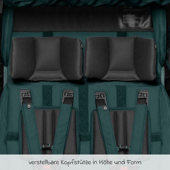 Qeridoo Kinderfahrradanhänger & Buggy Kidgoo 2 für 2 Kinder (bis 60 kg) mit Kupplung, Dämpfsystem, XL-Kofferraum - Pacific Blue