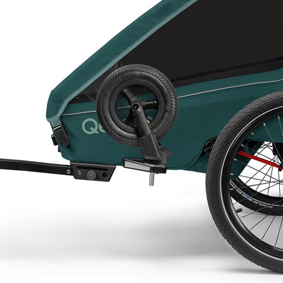 Qeridoo Kinderfahrradanhänger & Buggy Kidgoo 2 für 2 Kinder (bis 60 kg) mit Kupplung, Dämpfsystem, XL-Kofferraum - Pacific Blue