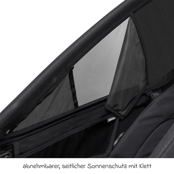 Qeridoo Kinderfahrradanhänger & Buggy Kidgoo 2 für 2 Kinder (bis 60 kg) mit Kupplung, Dämpfsystem, XL-Kofferraum - Phantom Grey