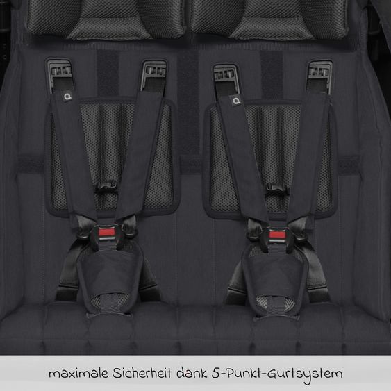 Qeridoo Kinderfahrradanhänger & Buggy Kidgoo 2 für 2 Kinder (bis 60 kg) mit Kupplung, Dämpfsystem, XL-Kofferraum - Phantom Grey