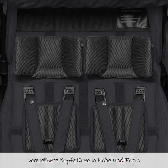 Qeridoo Kinderfahrradanhänger & Buggy Kidgoo 2 für 2 Kinder (bis 60 kg) mit Kupplung, Dämpfsystem, XL-Kofferraum - Phantom Grey