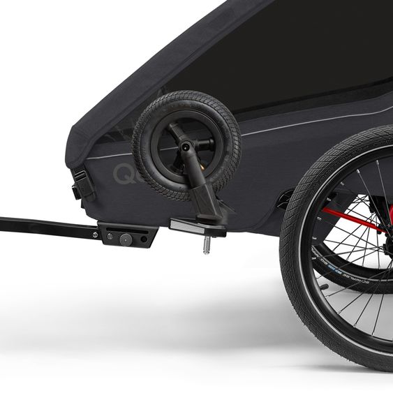 Qeridoo Kinderfahrradanhänger & Buggy Kidgoo 2 für 2 Kinder (bis 60 kg) mit Kupplung, Dämpfsystem, XL-Kofferraum - Phantom Grey