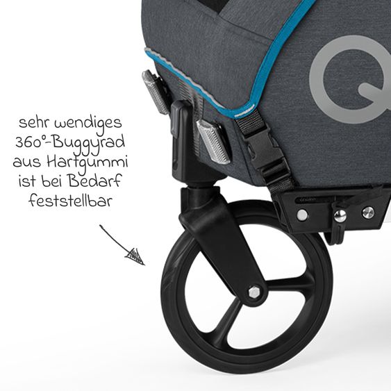 Qeridoo Kinderfahrradanhänger & Buggy QUPA 1 für 1 Kind mit Kupplung, Blattfeder-Dämpfsystem (bis 50 kg) - Blue