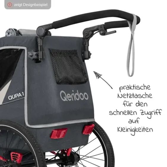 Qeridoo Kinderfahrradanhänger & Buggy QUPA 1 für 1 Kind mit Kupplung, Blattfeder-Dämpfsystem (bis 50 kg) - Blue