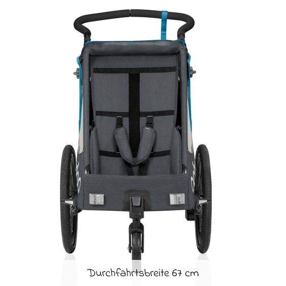 Qeridoo Kinderfahrradanhänger & Buggy QUPA 1 für 1 Kind mit Kupplung, Blattfeder-Dämpfsystem (bis 50 kg) - Blue