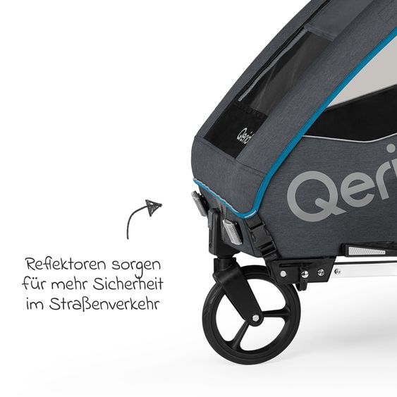 Qeridoo Kinderfahrradanhänger & Buggy QUPA 1 für 1 Kind mit Kupplung, Blattfeder-Dämpfsystem (bis 50 kg) - Blue