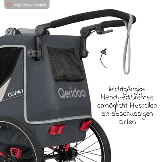 Qeridoo Kinderfahrradanhänger & Buggy QUPA 1 für 1 Kind mit Kupplung, Blattfeder-Dämpfsystem (bis 50 kg) - Blue