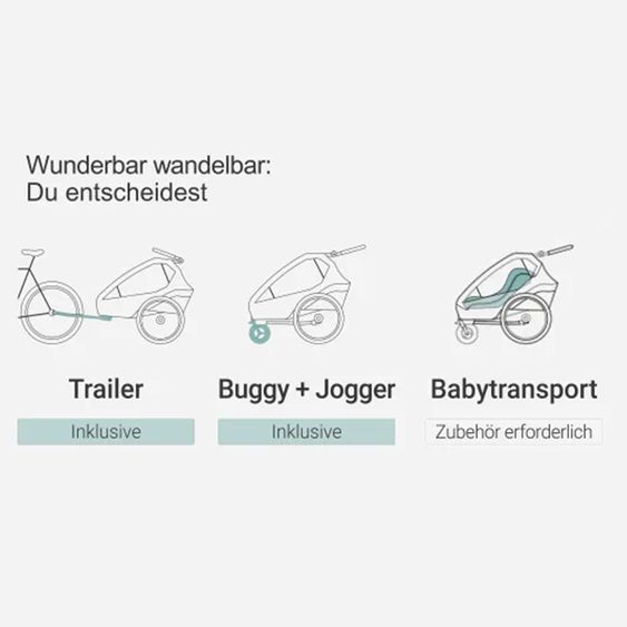 Qeridoo Kinderfahrradanhänger & Buggy QUPA 1 für 1 Kind mit Kupplung, Blattfeder-Dämpfsystem (bis 50 kg) - Blue