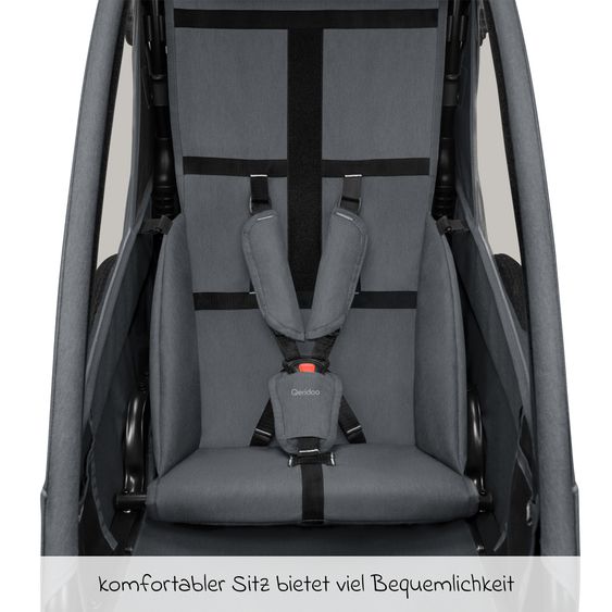 Qeridoo Kinderfahrradanhänger & Buggy QUPA 1 für 1 Kind mit Kupplung, Blattfeder-Dämpfsystem (bis 50 kg) - Blue