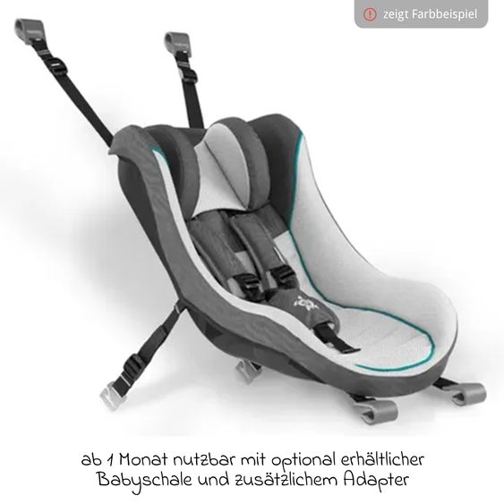Qeridoo Kinderfahrradanhänger & Buggy Qupa 1 Plus für 1 Kind (bis 50 kg) mit Kupplung, Blattfeder-Dämpfsystem, 3in1 Verdeck - Mineral Blue