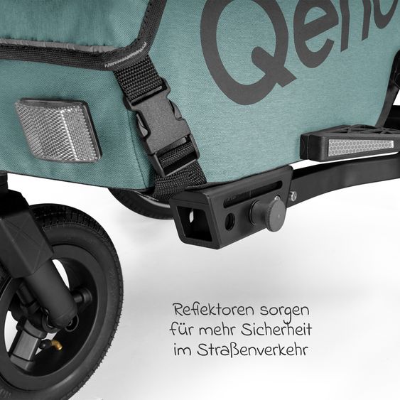 Qeridoo Kinderfahrradanhänger & Buggy Qupa 1 Plus für 1 Kind (bis 50 kg) mit Kupplung, Blattfeder-Dämpfsystem, 3in1 Verdeck - Mineral Blue