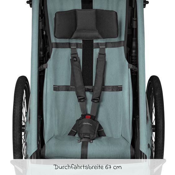 Qeridoo Kinderfahrradanhänger & Buggy Qupa 1 Plus für 1 Kind (bis 50 kg) mit Kupplung, Blattfeder-Dämpfsystem, 3in1 Verdeck - Mineral Blue