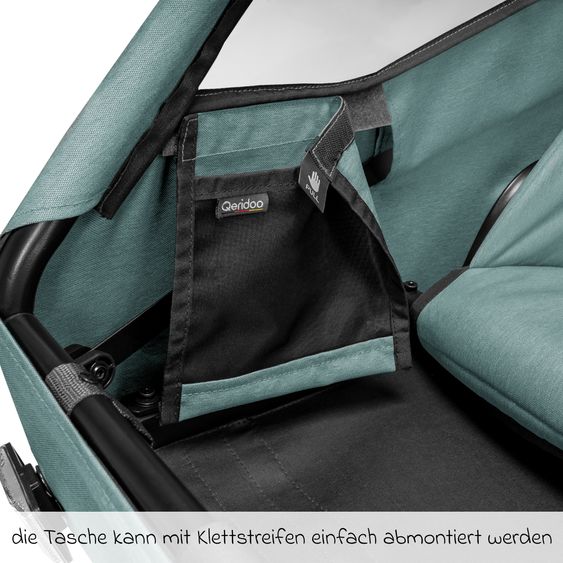 Qeridoo Kinderfahrradanhänger & Buggy Qupa 1 Plus für 1 Kind (bis 50 kg) mit Kupplung, Blattfeder-Dämpfsystem, 3in1 Verdeck - Mineral Blue