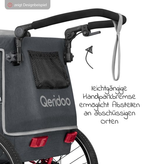 Qeridoo Kinderfahrradanhänger & Buggy QUPA 2 für 2 Kinder mit Kupplung, Blattfeder-Dämpfsystem (bis 60 kg) - Grey