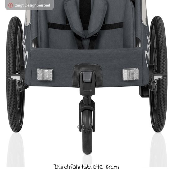 Qeridoo Kinderfahrradanhänger & Buggy QUPA 2 für 2 Kinder mit Kupplung, Blattfeder-Dämpfsystem (bis 60 kg) - Grey