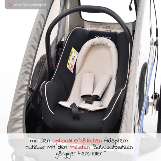 Qeridoo Kinderfahrradanhänger & Buggy Sportrex 2 Lt. Edition für 2 Kinder mit Kupplung, Dämpfsystem (bis 60kg) - Lime Green