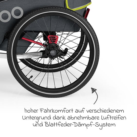 Qeridoo Kinderfahrradanhänger & Buggy QUPA 1 für 1 Kind mit Kupplung, Blattfeder-Dämpfsystem (bis 50 kg) - Lime