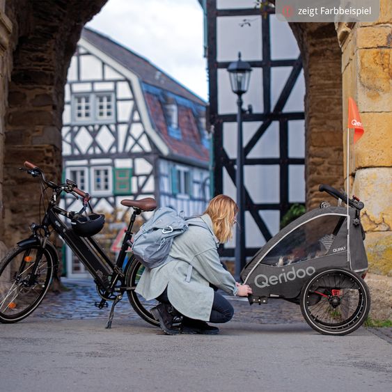 Qeridoo QUPA 1 für 1 Kind mit Kupplung, Blattfeder-Dämpfsystem (bis 50 kg) - Lime