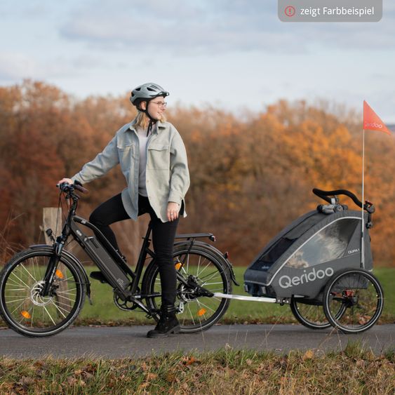 Qeridoo QUPA 1 für 1 Kind mit Kupplung, Blattfeder-Dämpfsystem (bis 50 kg) - Lime