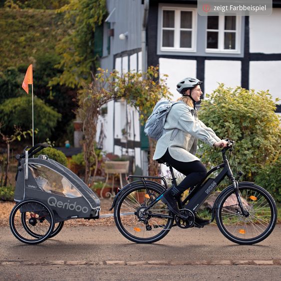 Qeridoo QUPA 1 für 1 Kind mit Kupplung, Blattfeder-Dämpfsystem (bis 50 kg) - Lime