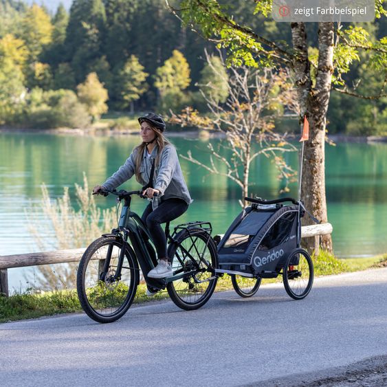 Qeridoo QUPA 1 für 1 Kind mit Kupplung, Blattfeder-Dämpfsystem (bis 50 kg) - Lime