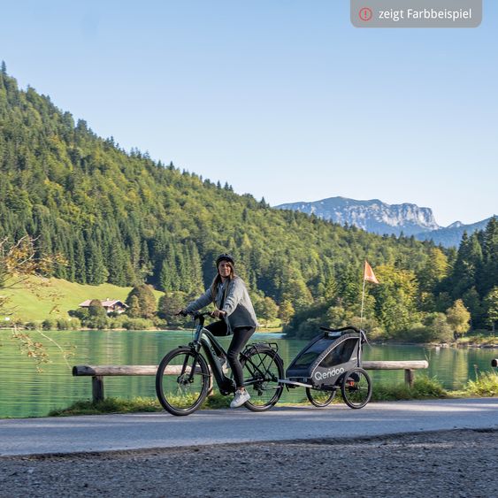 Qeridoo QUPA 1 für 1 Kind mit Kupplung, Blattfeder-Dämpfsystem (bis 50 kg) - Lime