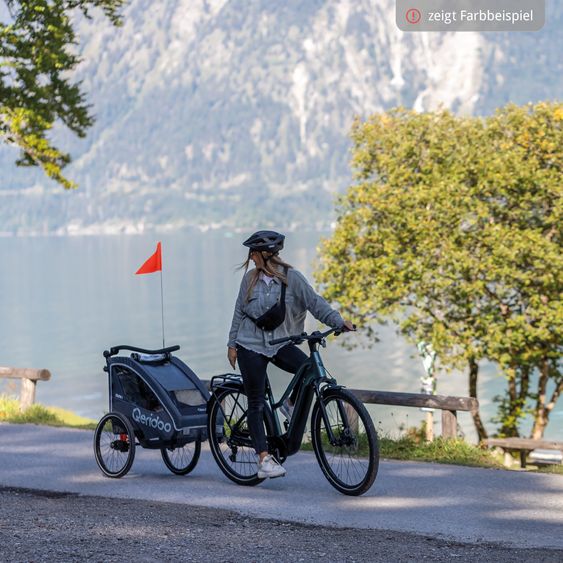 Qeridoo QUPA 1 für 1 Kind mit Kupplung, Blattfeder-Dämpfsystem (bis 50 kg) - Lime