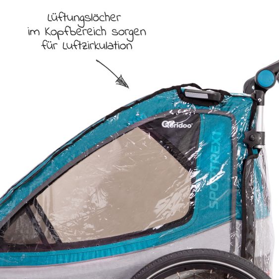 Qeridoo Regenschutz für Fahrradanhänger QUPA 1 / Sportrex 1