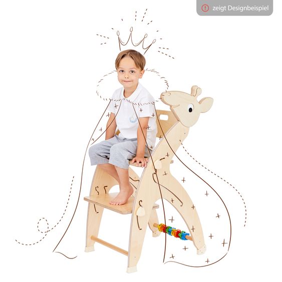 QuarttoLino Multifunctional wooden high chair - high chair, swing, staircase, learning tower & baby bouncer in one, usable up to 150 kg - gray