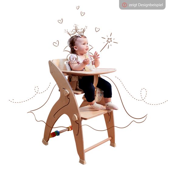 QuarttoLino Multifunctional wooden high chair - high chair, swing, staircase, learning tower & baby bouncer in one, usable up to 150 kg - gray