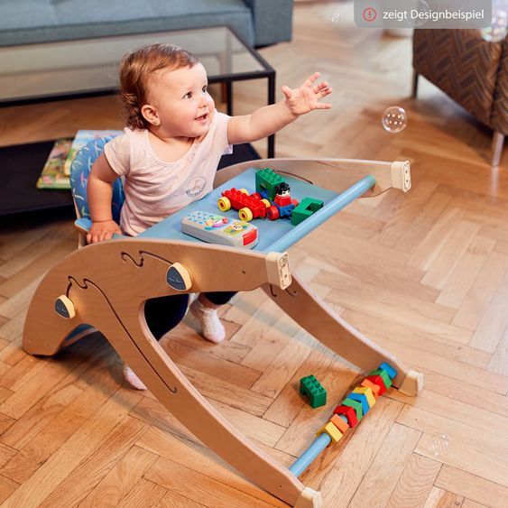 QuarttoLino Multifunktionaler Hochstuhl aus Holz - Hochstuhl, Schaukel, Treppe, Lerntower & Babywippe in einem bis 150 kg nutzbar - Grau