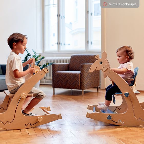 QuarttoLino Multifunktionaler Hochstuhl aus Holz - Hochstuhl, Schaukel, Treppe, Lerntower & Babywippe in einem bis 150 kg nutzbar - Grau