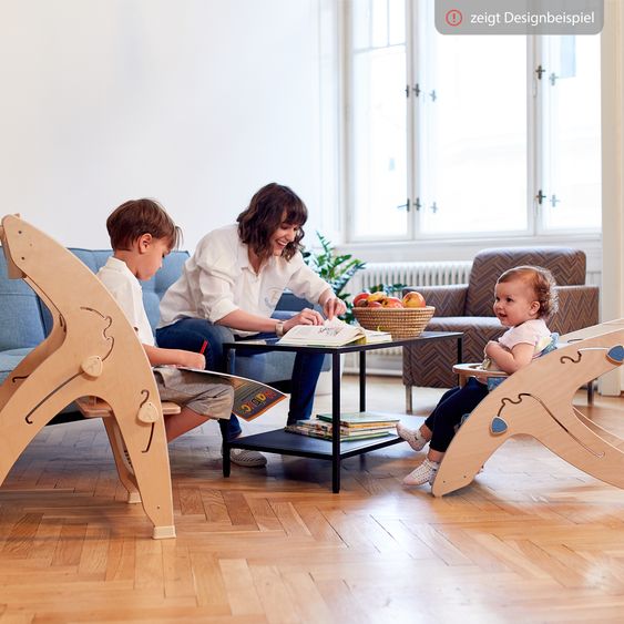 QuarttoLino Seggiolone multifunzionale in legno - seggiolone, altalena, scala, torre di apprendimento e sdraietta per bambini in uno, utilizzabile fino a 150 kg - verde