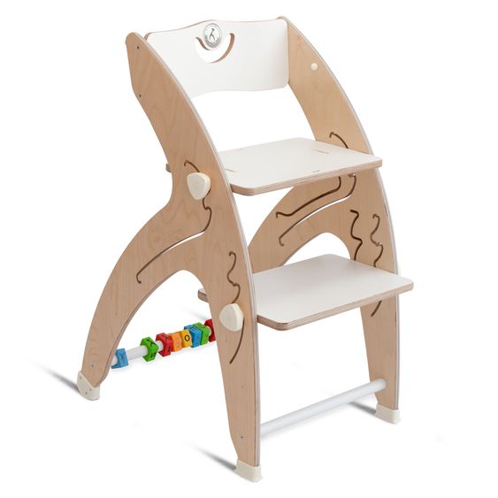 QuarttoLino Multifunctional wooden high chair - high chair, swing, staircase, learning tower & baby bouncer in one, usable up to 150 kg - white