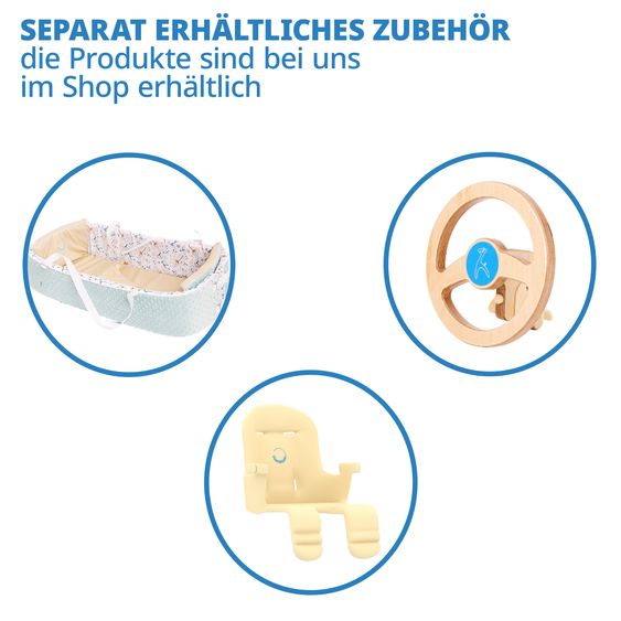 QuarttoLino Multifunctional high chair set incl. baby seat, table top, play cube, safety belt - high chair, swing, stairs, learning tower & baby bouncer in one, usable up to 150 kg - green