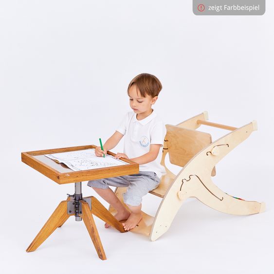 QuarttoLino Multifunctional high chair set incl. baby seat, table top, play cube, safety belt - high chair, swing, stairs, learning tower & baby bouncer in one, usable up to 150 kg - green