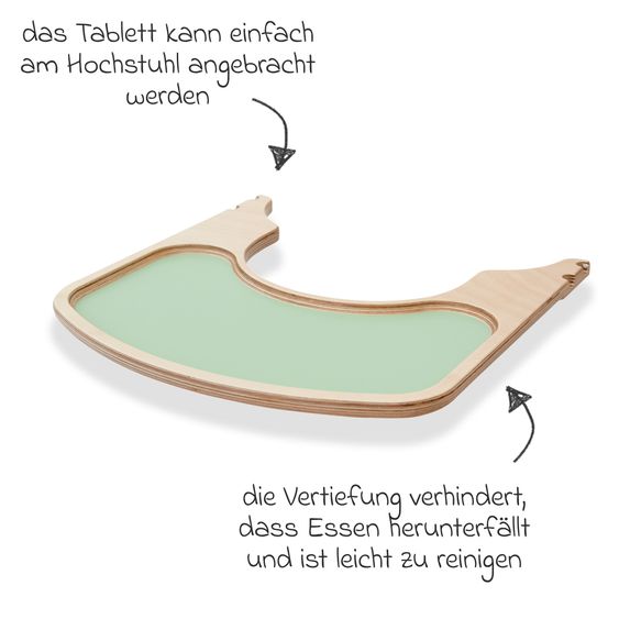 QuarttoLino Multifunctional high chair set incl. baby seat, table top, play cube, safety belt - high chair, swing, stairs, learning tower & baby bouncer in one, usable up to 150 kg - green
