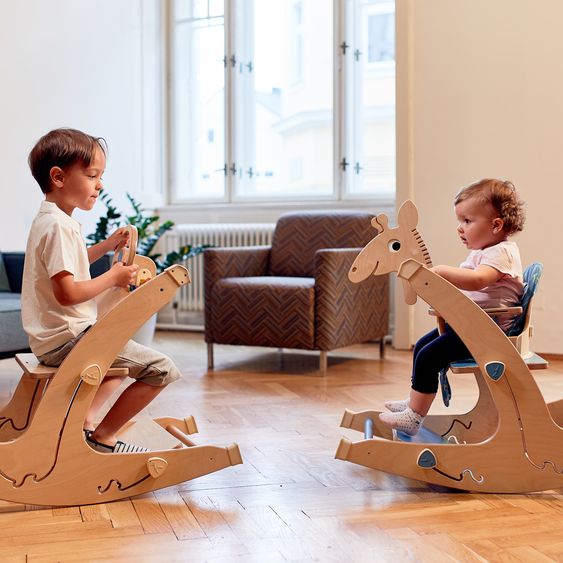 QuarttoLino Multifunktionaler Hochstuhl-Set inkl. Babysitz, Tischplatte, Spielwürfel, Sicherheitsgurt - Hochstuhl, Schaukel, Treppe, Lerntower & Babywippe in einem bis 150 kg nutzbar - Natur