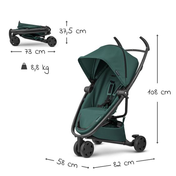 Quinny Buggy & Sportwagen Zapp Flex Einhand-Faltung, Liegeposition, nur 6,3 kg - Green