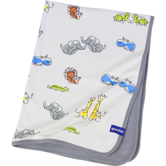 quschel Babydecke / Kuscheldecke Ab in den Zoo aus 100% Bio-Baumwolle - 75 x 100 cm