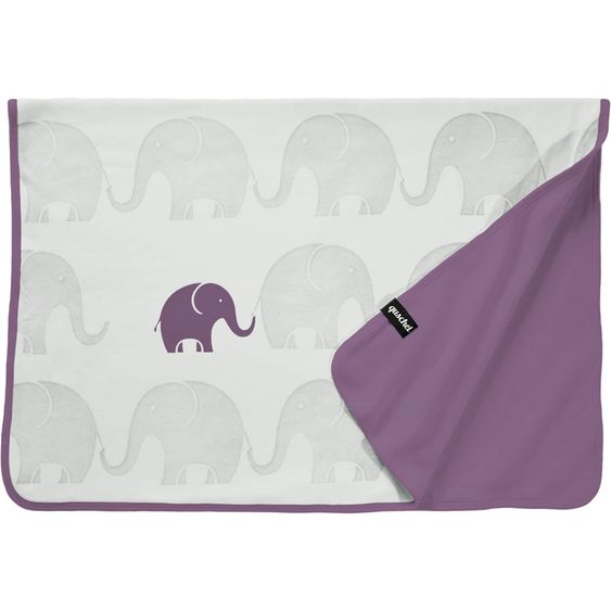 quschel Baby blanket / cuddle blanket elephant family 100% organic cotton - 75 x 100 cm - lavender