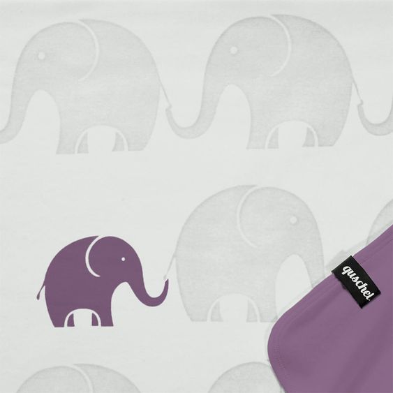 quschel Baby blanket / cuddle blanket elephant family 100% organic cotton - 75 x 100 cm - lavender