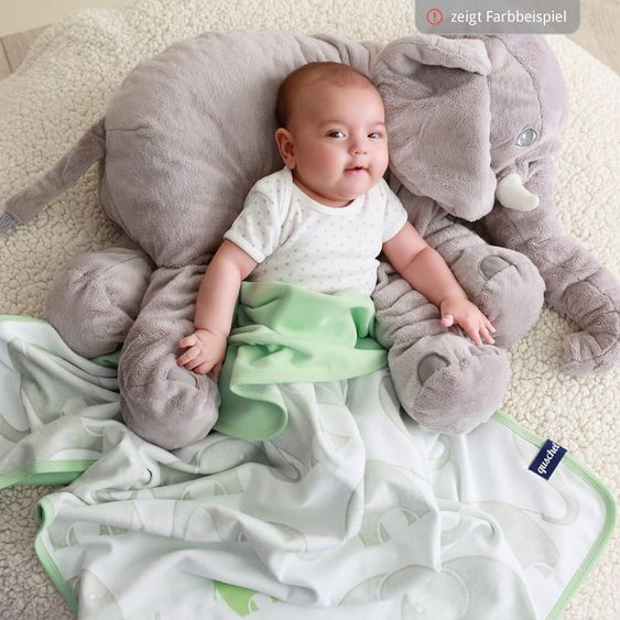 quschel Baby blanket / cuddle blanket elephant family 100% organic cotton - 75 x 100 cm - lavender