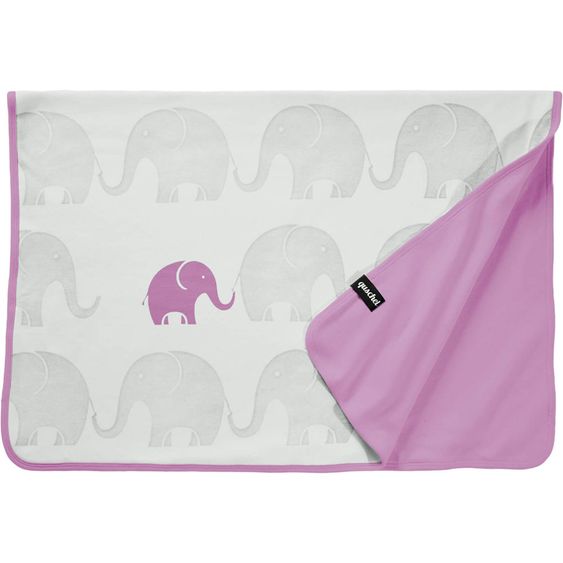 quschel Baby blanket / cuddle blanket elephant family 100% organic cotton - 75 x 100 cm - Pink