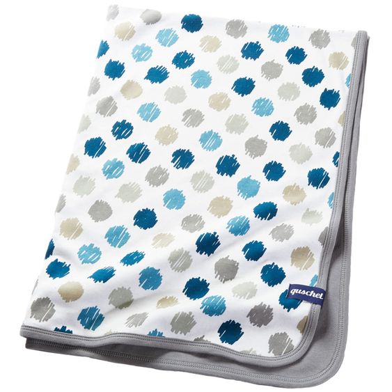 quschel Baby Blanket / Cuddle Blanket Almost Perfect Circles 100% Organic Cotton - 75 x 100 cm - Blue