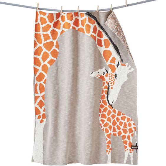 quschel Coperta per neonati / Coperta di coccole Giraffe Love in cotone biologico al 100% - 80 x 100 cm