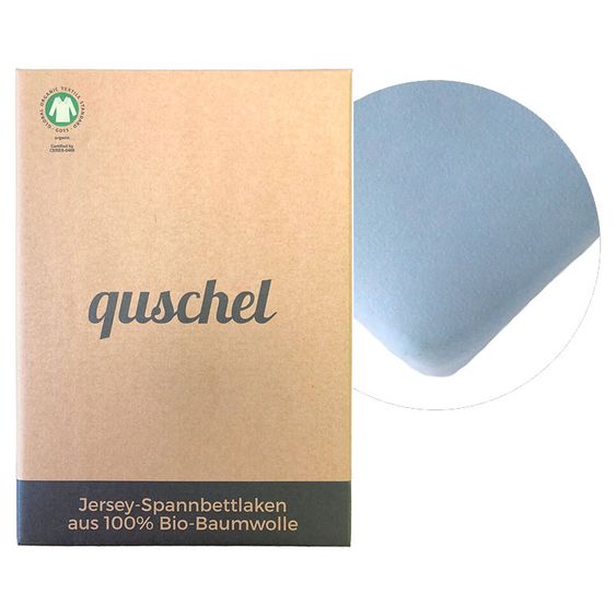 quschel Spannbettlaken aus 100% Bio-Baumwolle 70 x 140 cm - Blau
